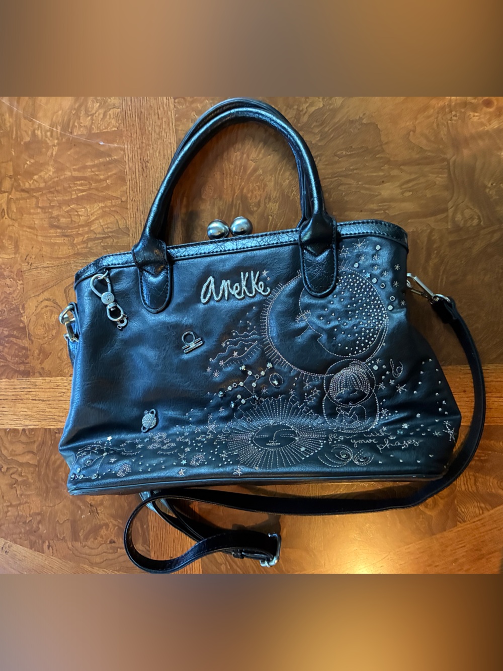 Anekke Universe Spirit Black Embroidered German Handbag